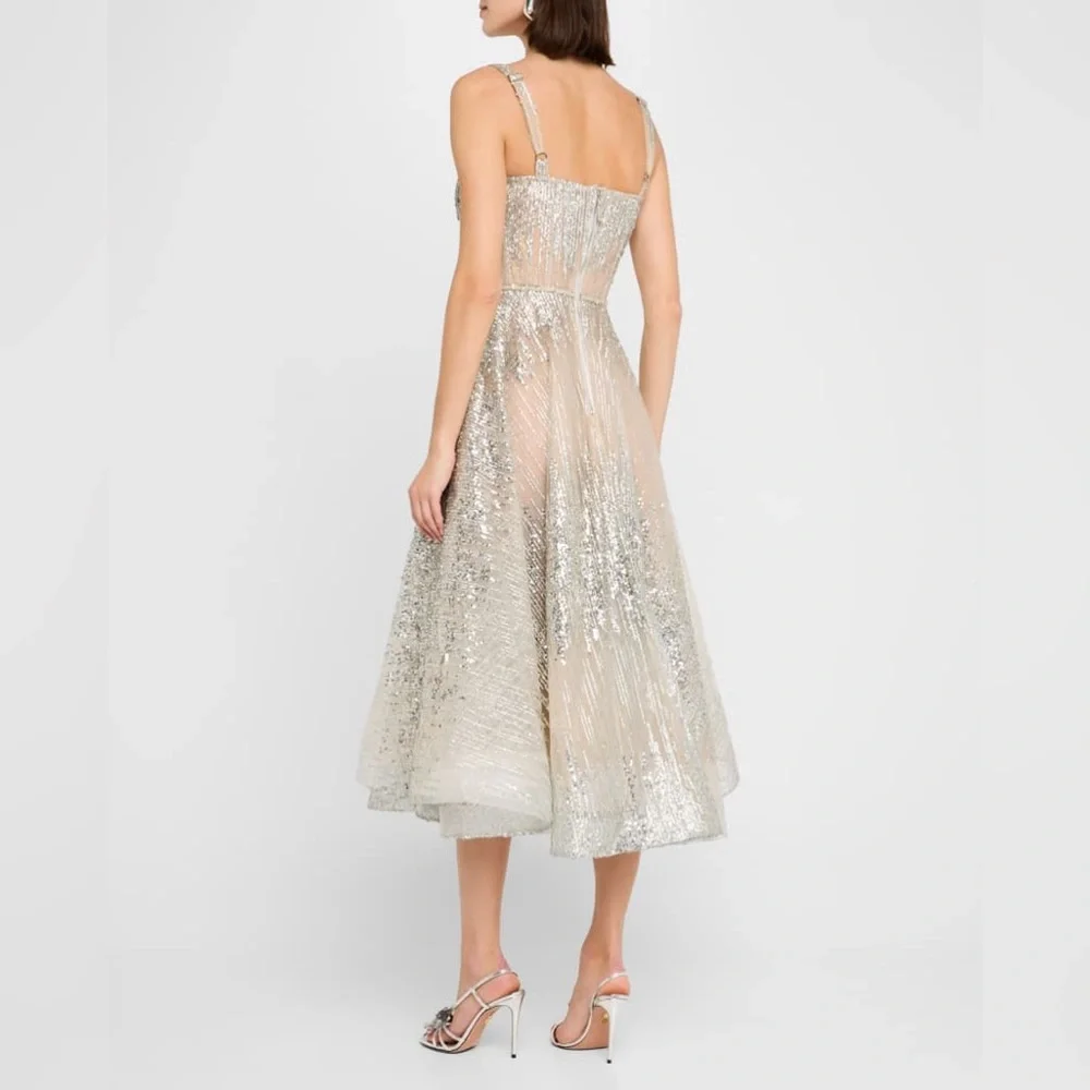 NWOT BRONX AND BANCO MADEMOISELLE SILVER MIDI DRESS - Picture 4 of 17